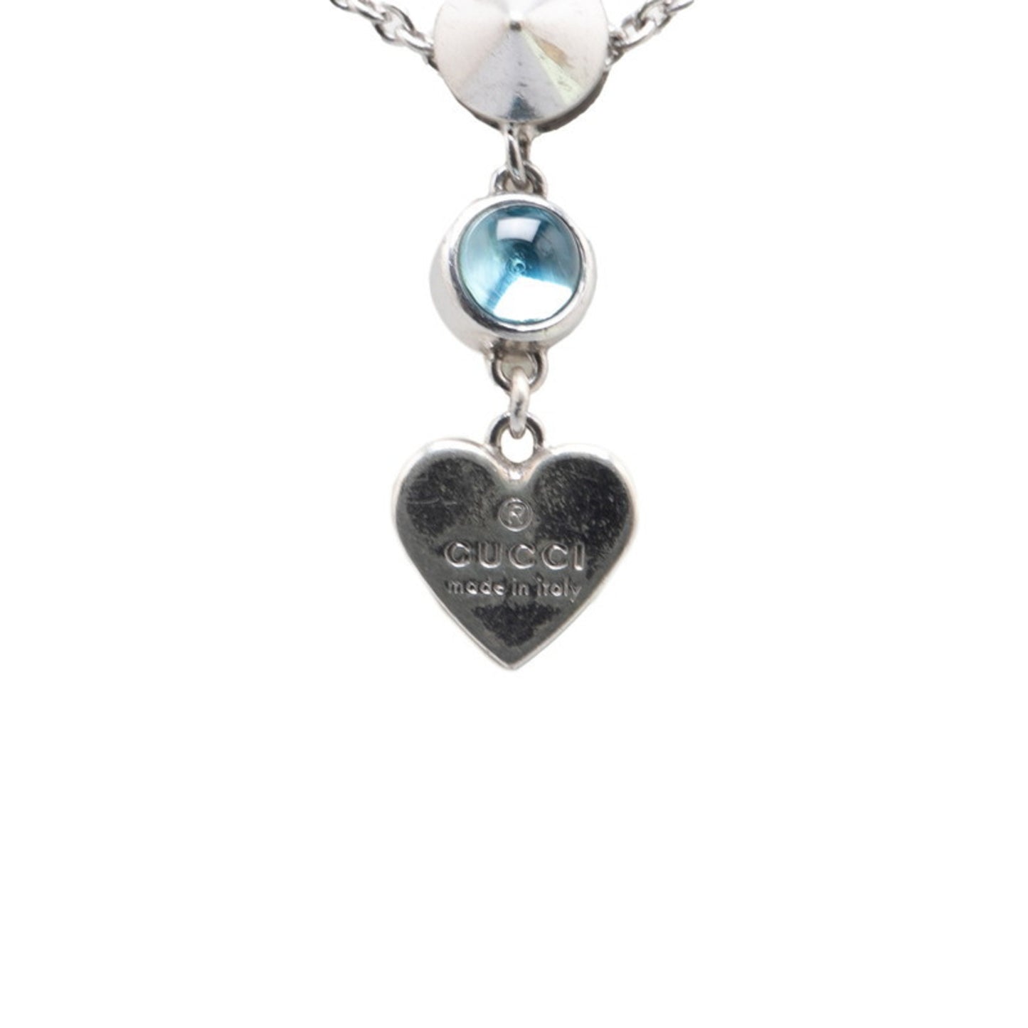 Gucci Heart Motif Necklace SV925 Silver Blue Topaz Women's GUCCI