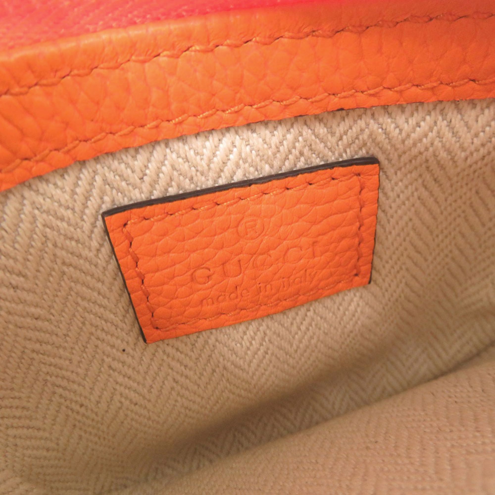 Unused Gucci logo 821831 leather orange micro mini shoulder bag 1477GUCCI — New - Store Return