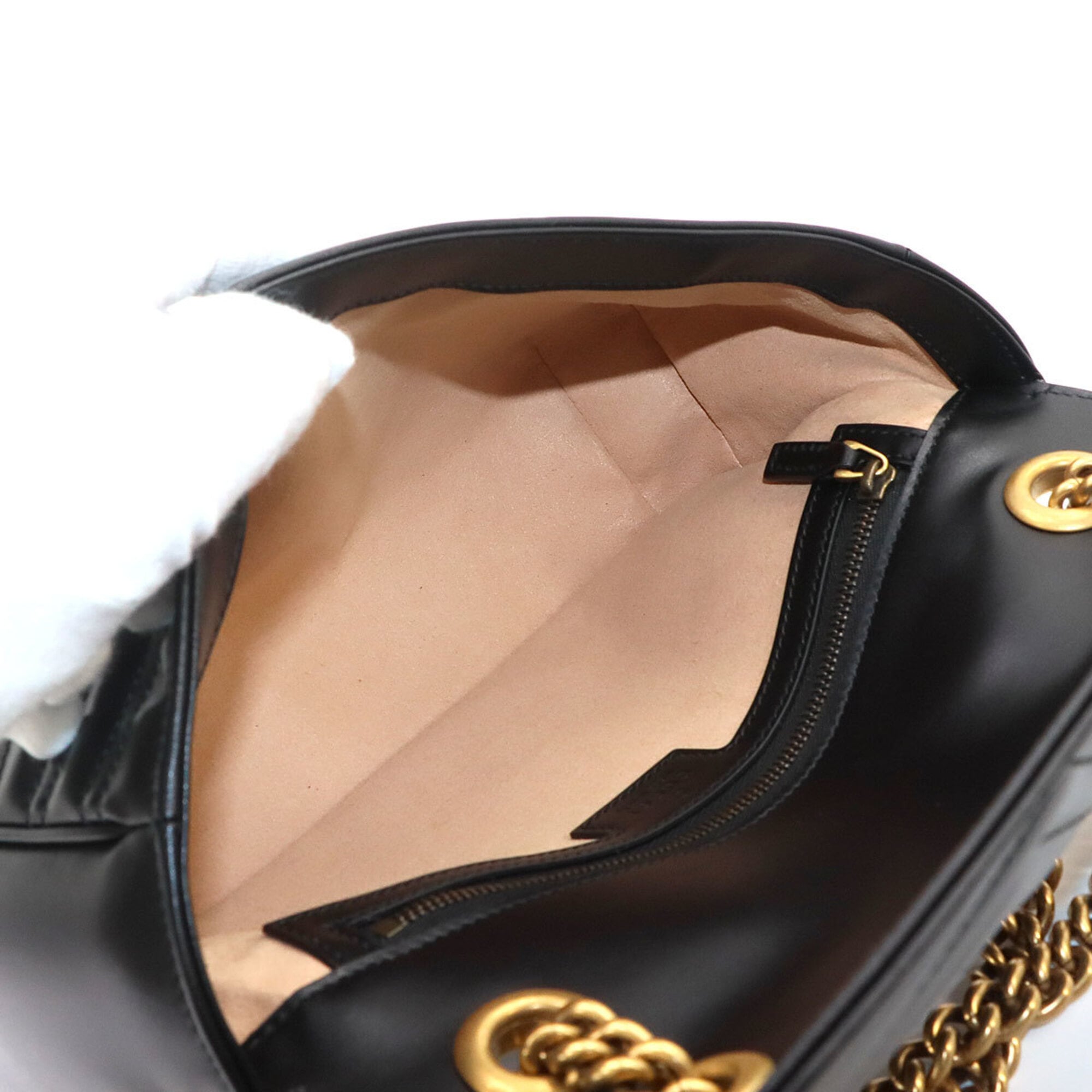Gucci GG Marmont Shoulder Handbag, Leather, Black, 443497, Gold Hardware, Small Bag — New - Store Return