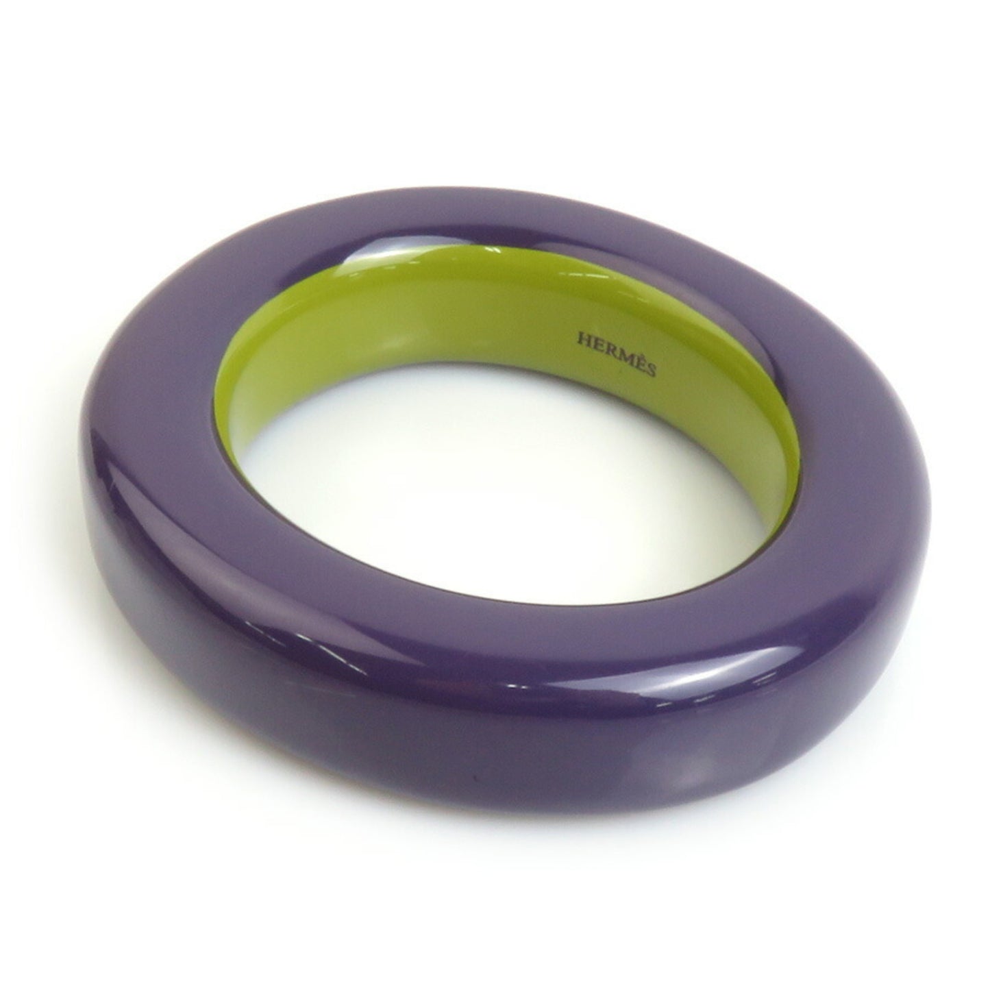 Hermes HERMES Bangle Bracelet Lacquer Wood Purple Yellow Green Women's e59829