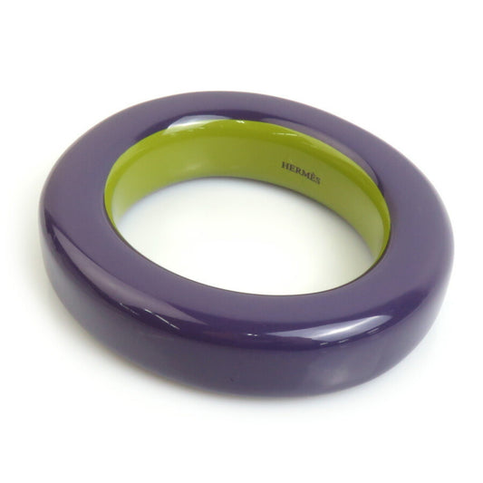 Hermes HERMES Bangle Bracelet Lacquer Wood Purple Yellow Green Women's e59829