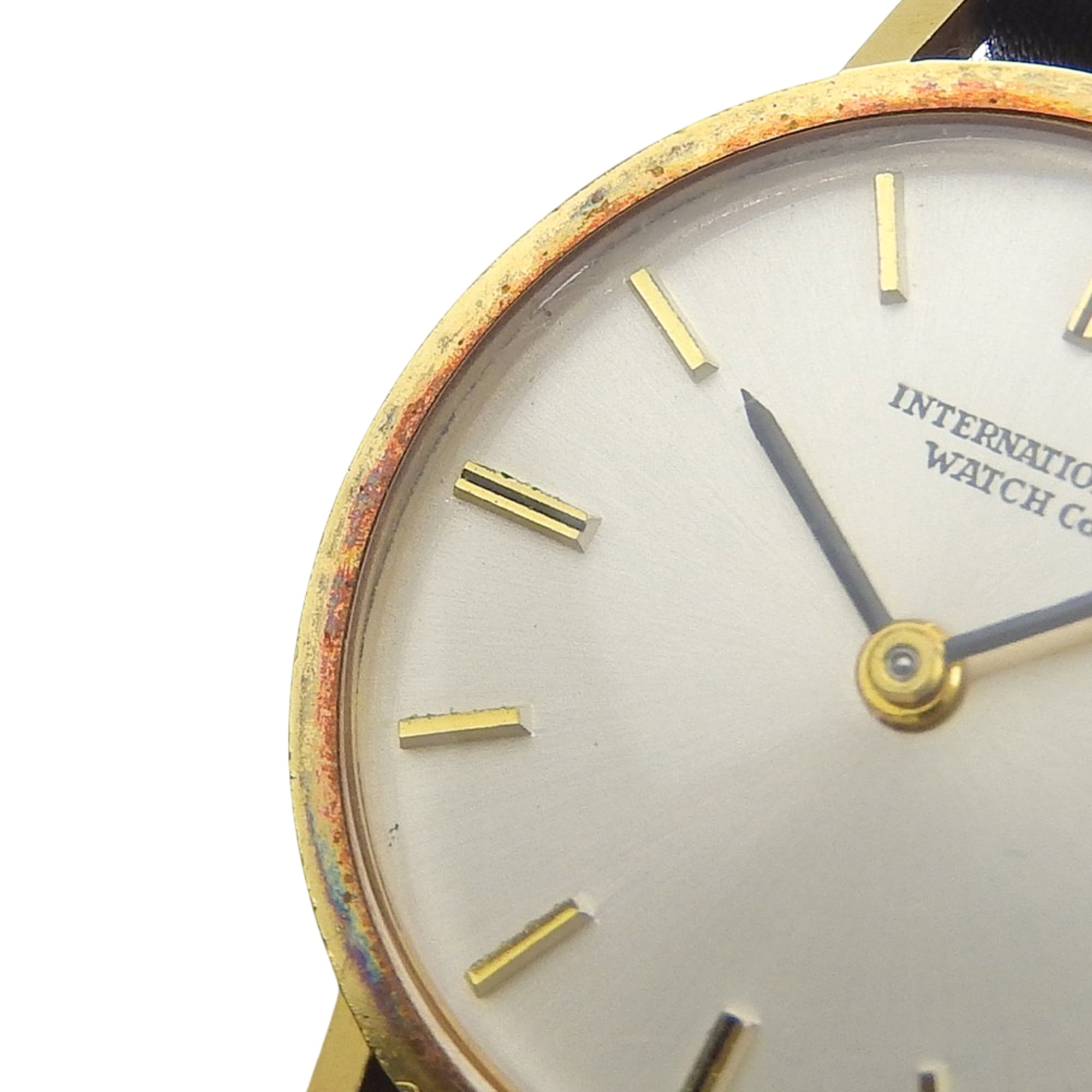 International Watch Company (IWC) Vintage Watch, Caliber 41, 18K Yellow Gold x Leather Strap, Manual Winding, Analog Display, Silver Dial, Ladies' — Good