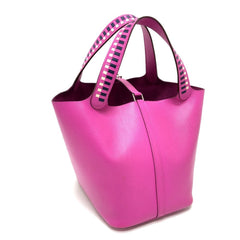 HERMES Picotin Lock MM Traceage Tote Bag Handbag Epsom Leather Women's Purple KS-240207-60 — Like New