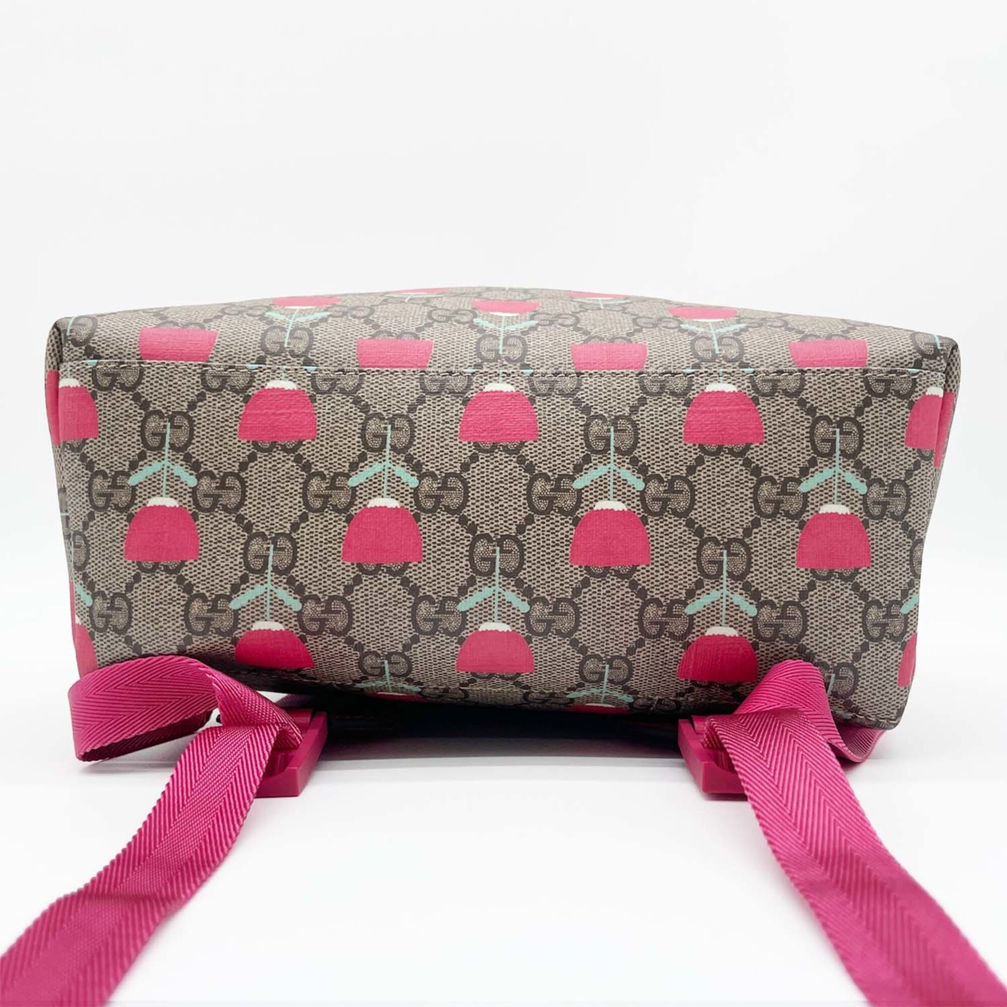 GUCCI Children's Tulip Backpack/Daypack, Flower Design, GG Supreme, 782708, Coated Canvas, Brown, Men's/Women's — Like New