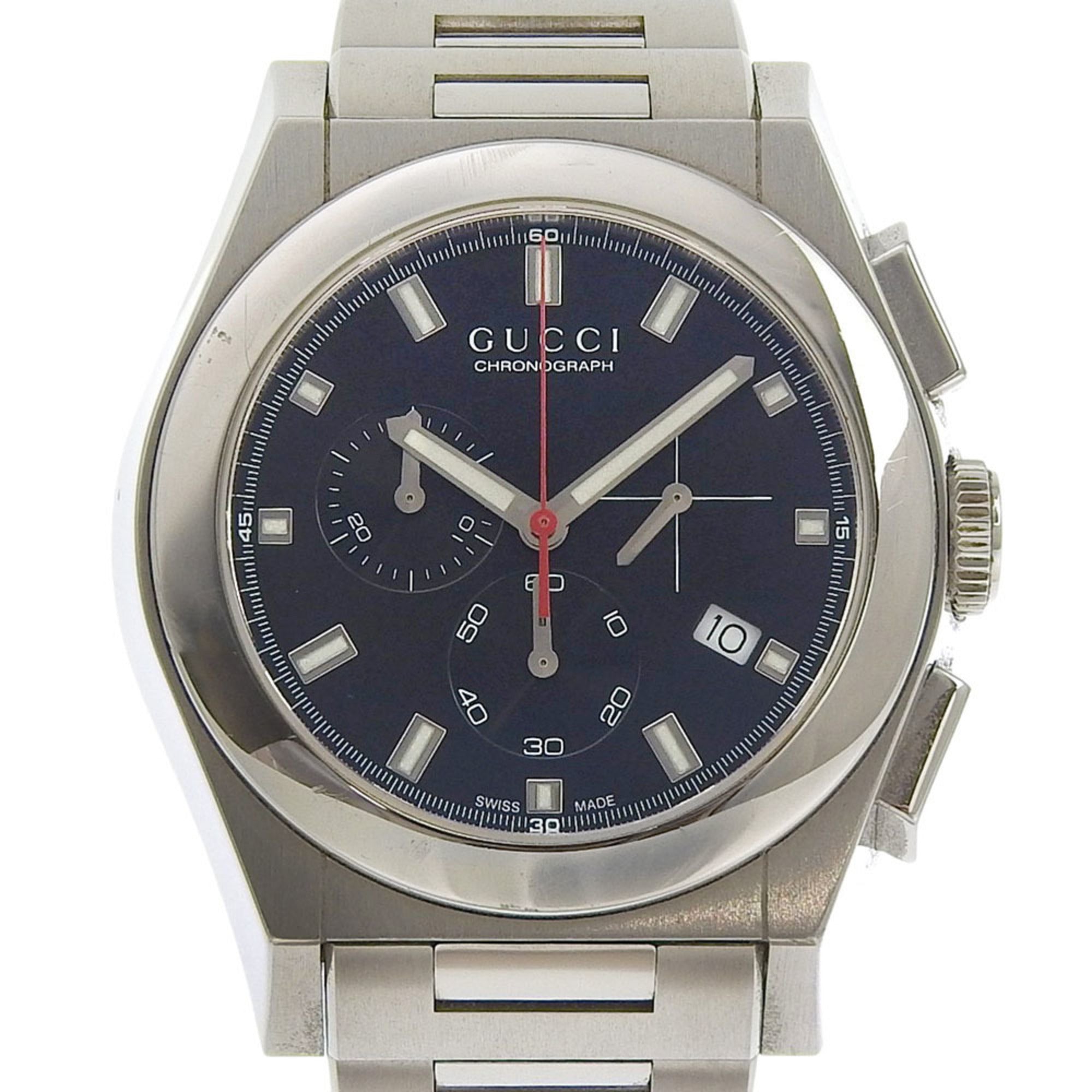 Gucci Pantheon Men's Watch 115.2/YA115235 Stainless Steel Quartz Chronograph with Black Dial — Very Good