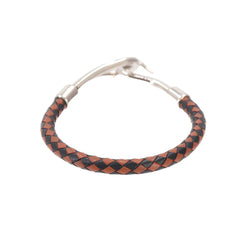 Hermes Jumbo H Bracelet, Leather, Brown, Black, Silver Hardware — New - Store Return