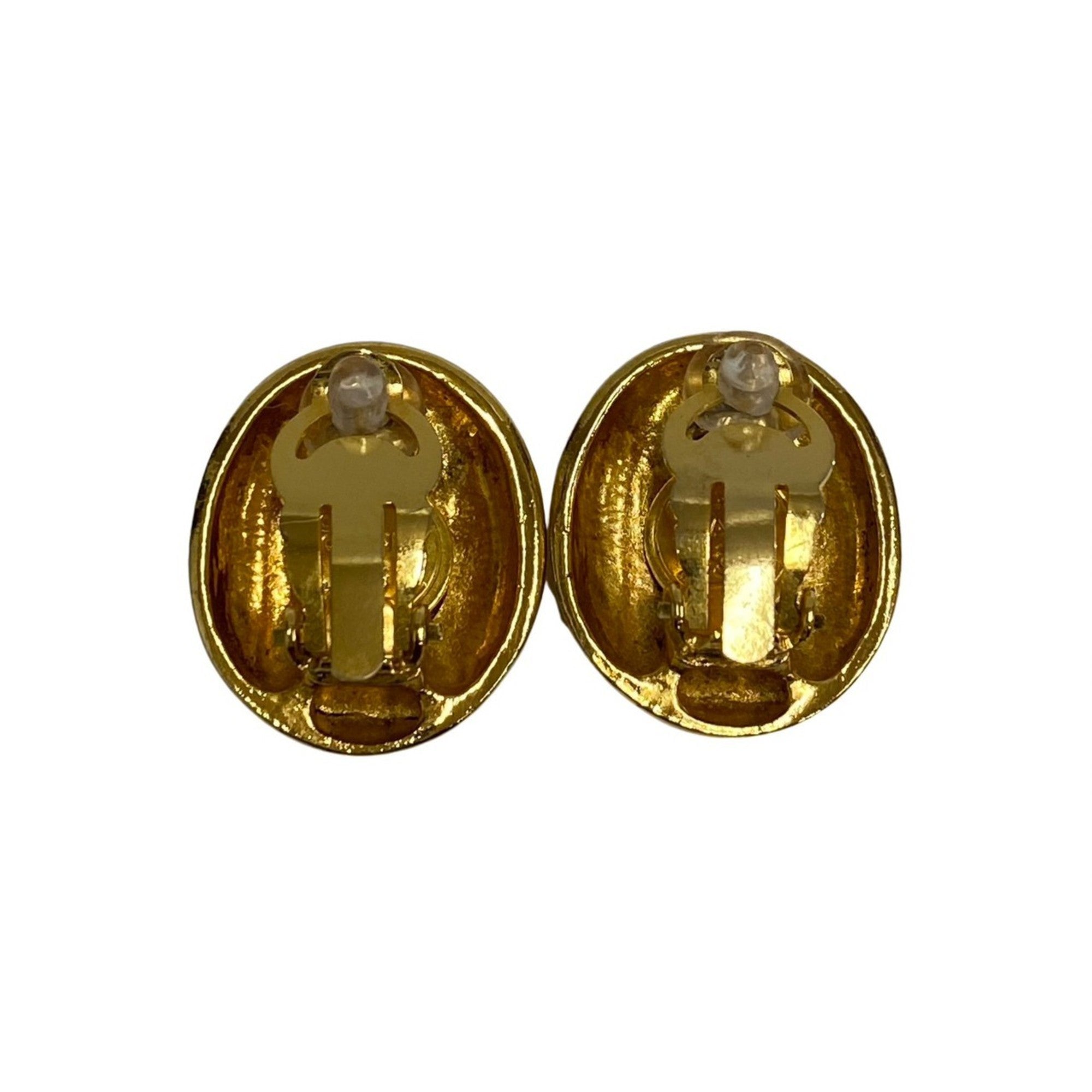 CHANEL Vintage Mademoiselle Motif Icon Earrings Accessories Gold — Like New