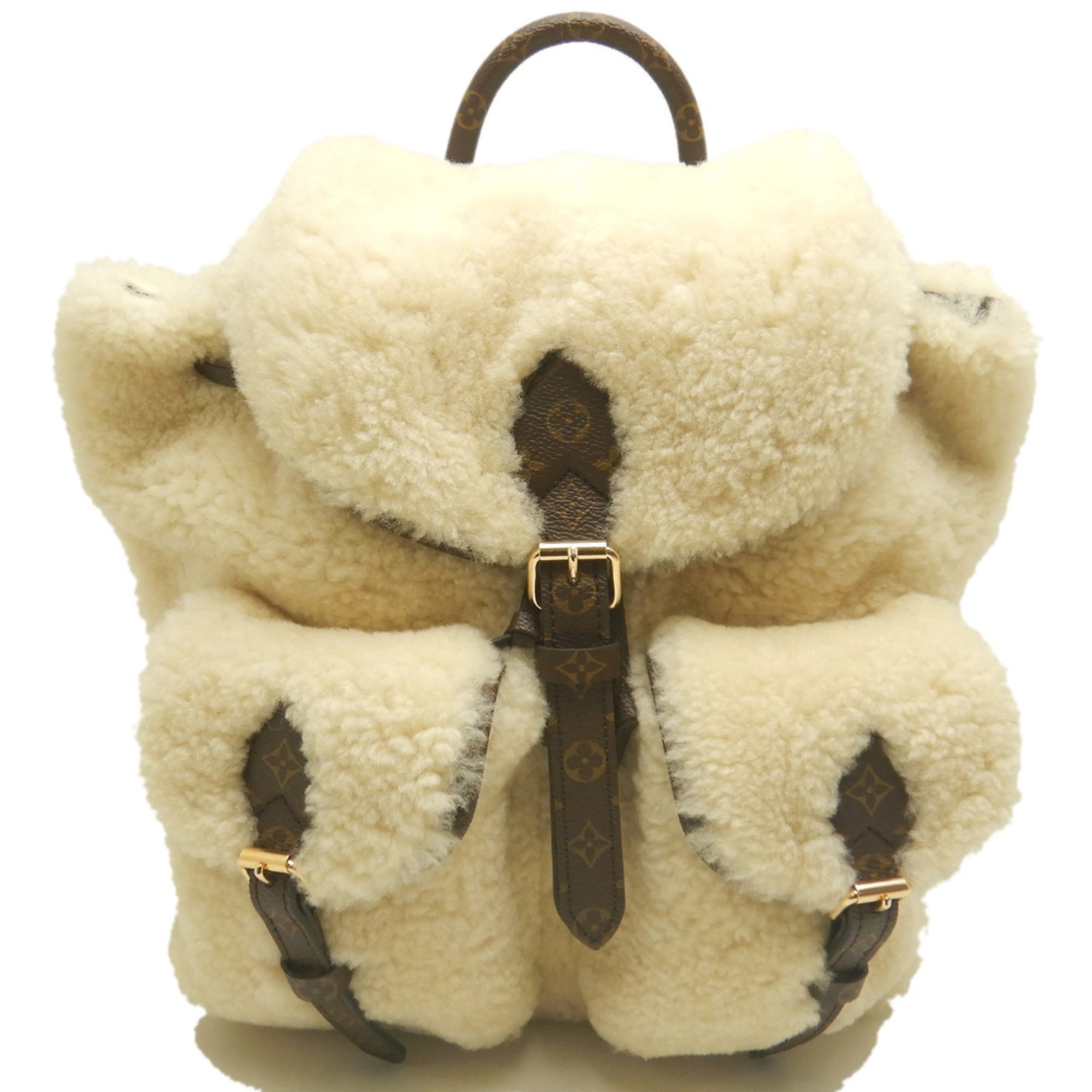 LOUIS VUITTON Monogram Shearling LV SKI Backpack 2024 Collection M23384 Cream Women's 254212 — Like New