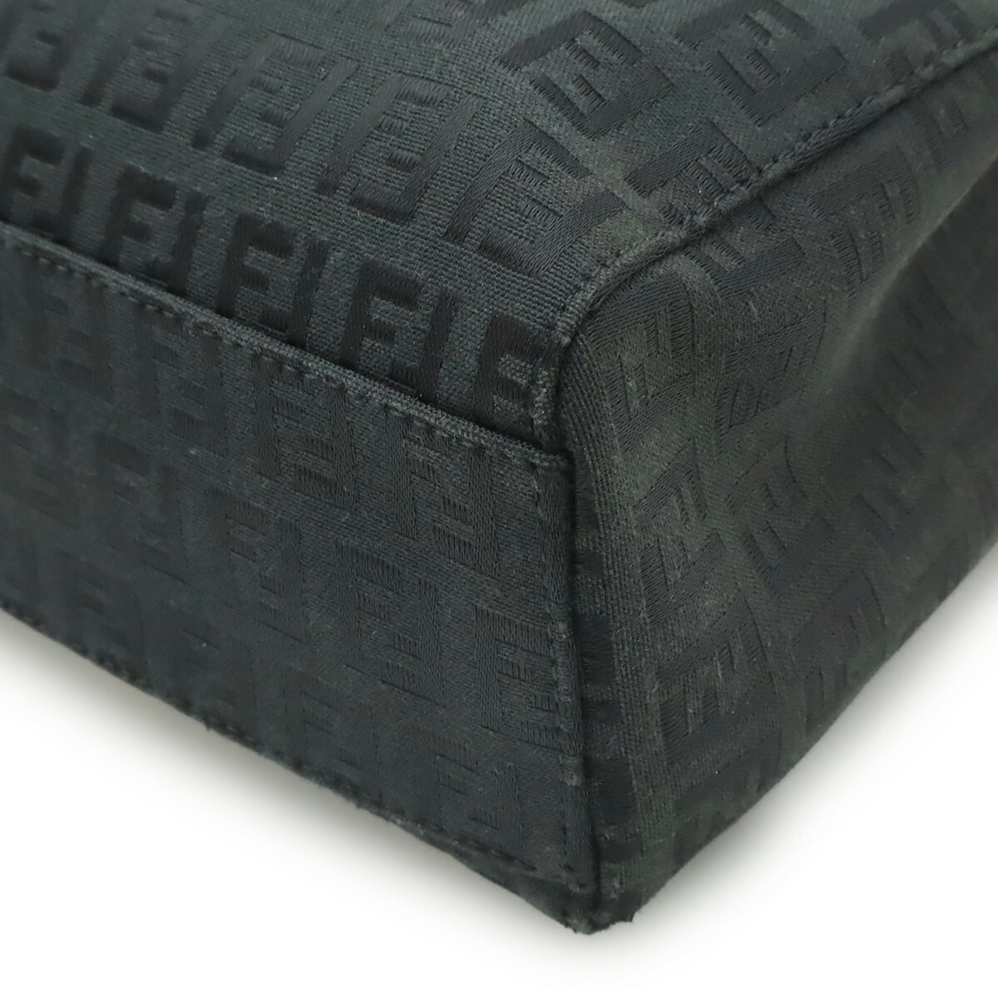 FENDI Zucchino Zucca Print Handbag, Mini Tote Bag, Canvas and Leather, Black, 8BH132