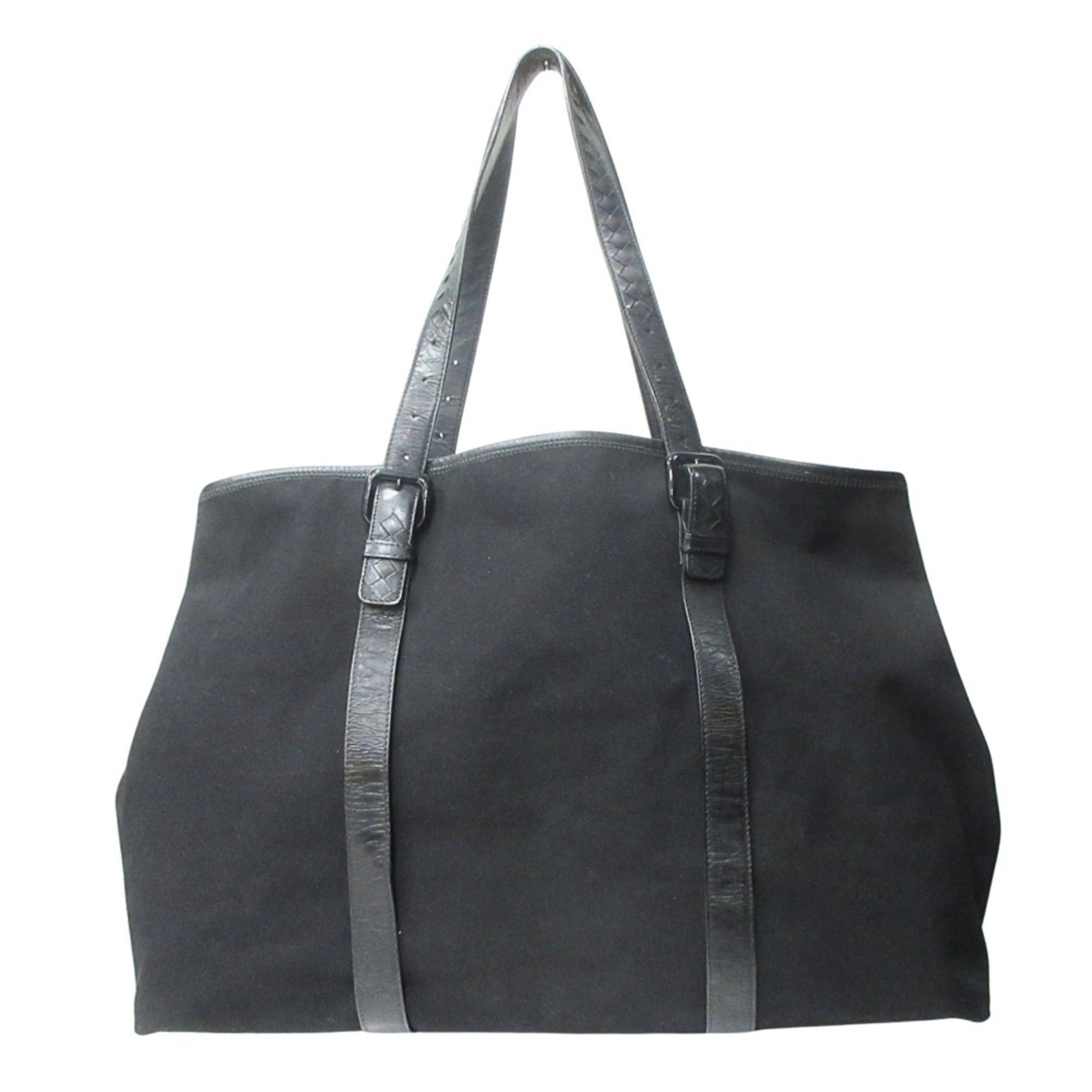 BOTTEGA VENETA Vernice Intreccia Tote Bag in Leather and Canvas, Black, for Men Women