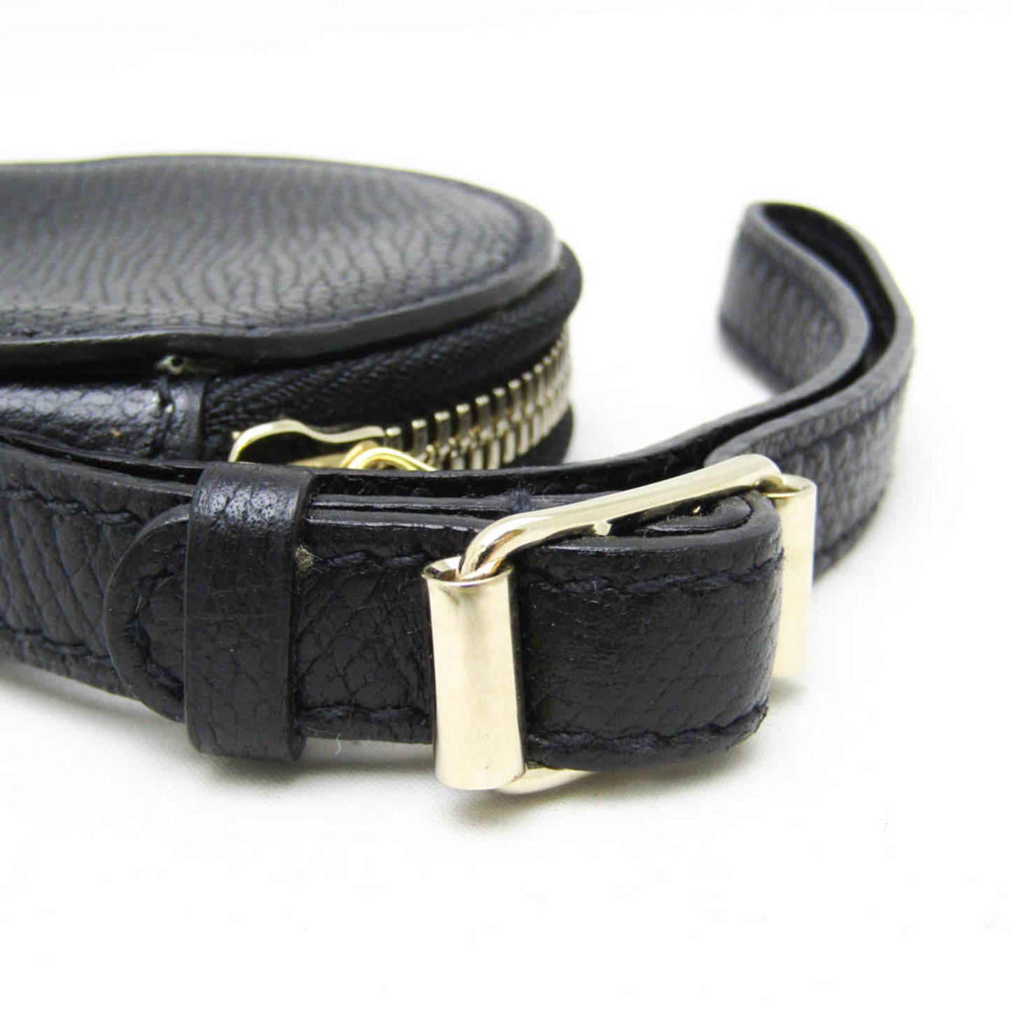 Valextra Round Type Men,Women Leather Coin Purse/coin Case Black