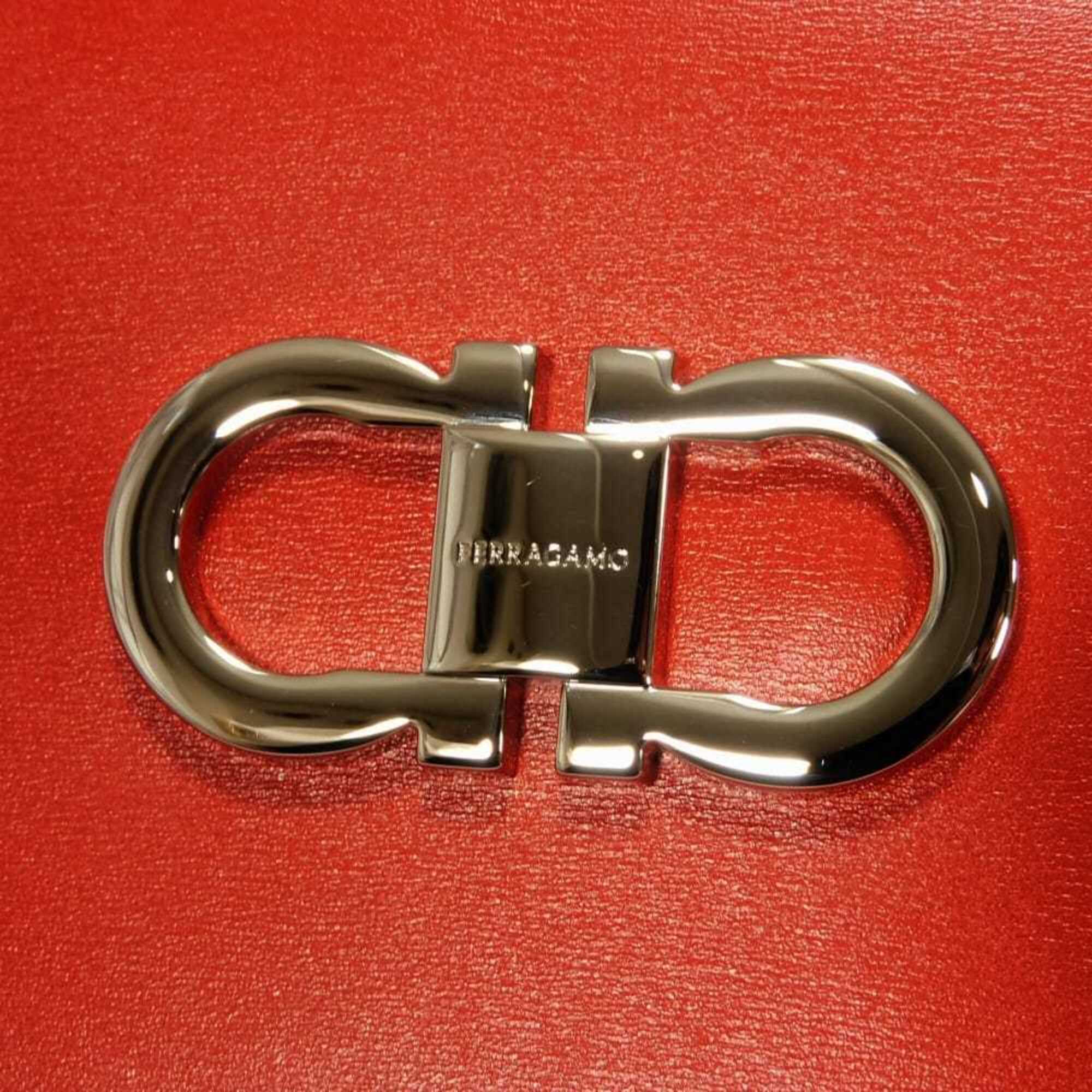 Salvatore Ferragamo Shoulder Bag Double Gancini Mini Chain Calfskin 2-Way New Logo Red 218357 Women's — Like New