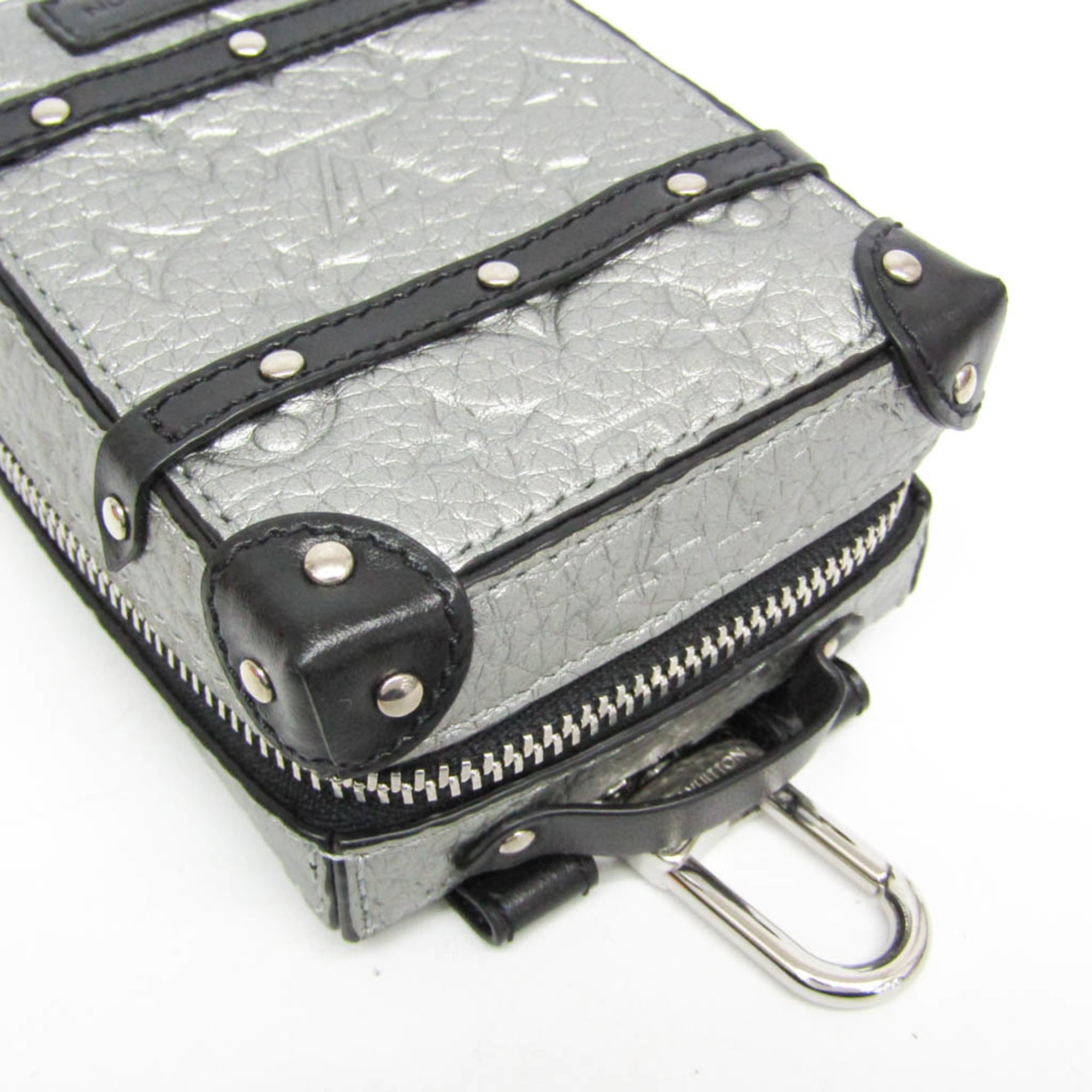 Louis Vuitton Leather Handbag Charm Silver,Black Pochette Soft Trunk Backpack M01392 — Like New