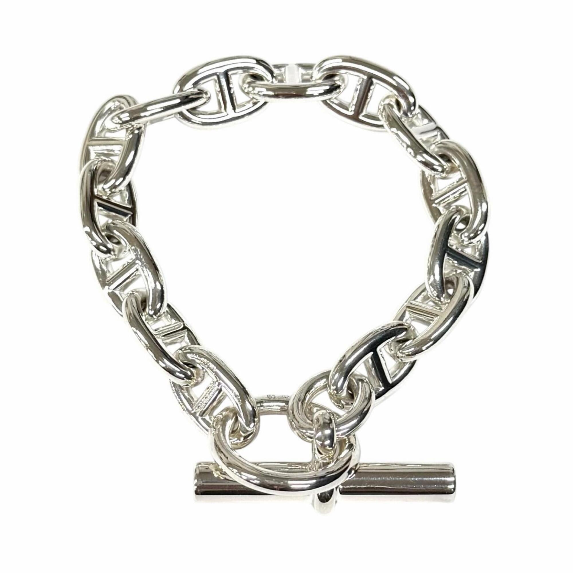 HERMES Chaine d'Ancre MM 925 Bracelet, 14 links, Silver, with Case, Made in France, Weight: 53.2g, Women's — Like New