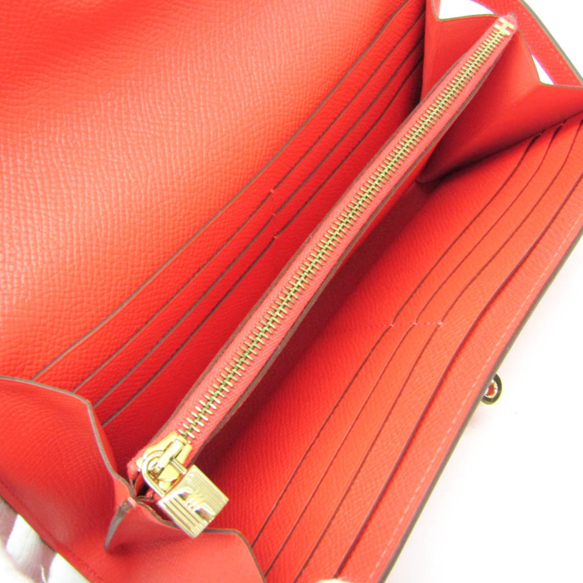 Hermes Kelly Wallet Women's Epsom Leather Long Wallet (bi-fold) Rose Jaipur,Salmon Pink