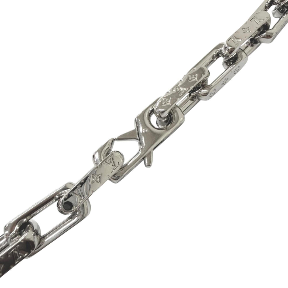 LOUIS VUITTON (Louis Vuitton) 2020 model M64196 Collier Chain Monogram Necklace, Silver, Made in Italy, Men's — Like New