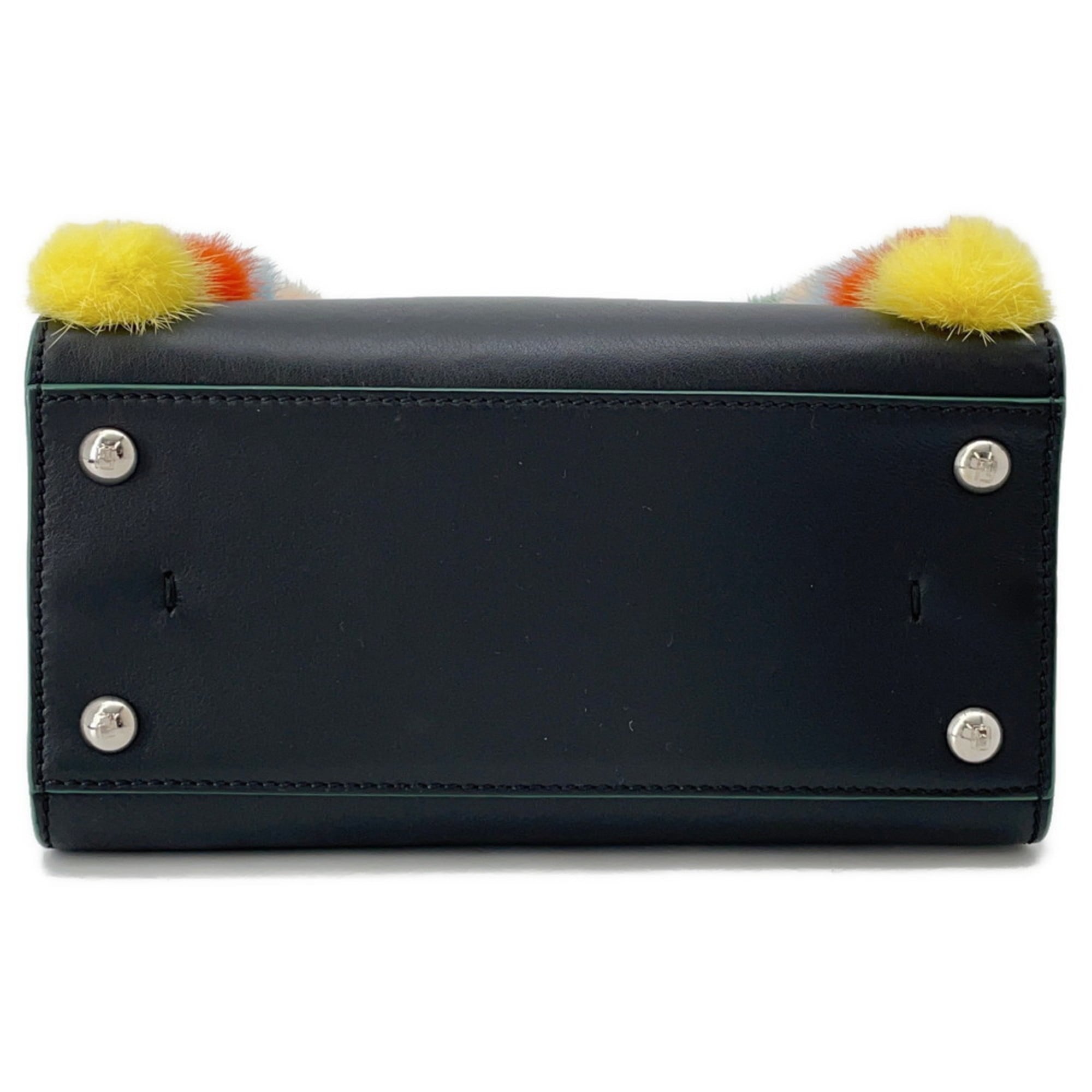 Fendi Petit Trois Jours Leather Handbag 8BH333 FENDI 2-way Shoulder Bag Black