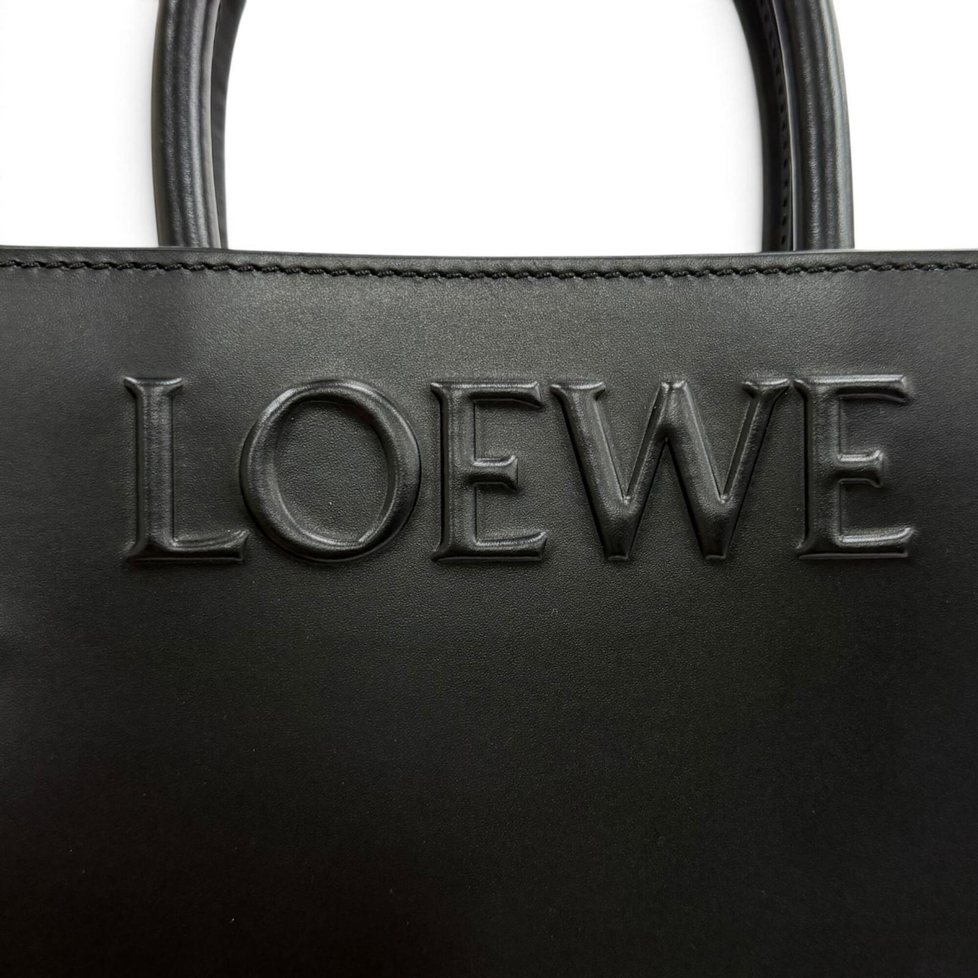 LOEWE A933S30X01 Standard A5 Tote Leather 2-Way Shoulder Bag, Black, Made in Spain, Women's — Like New