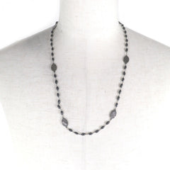 GUCCI AG925 Crest Plate Long Necklace, Silver & Black, Made in Italy, Total Weight 35g, Recommended for Men — Like New