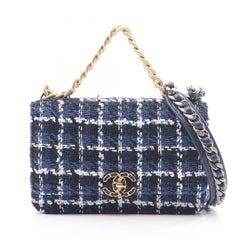 Chanel CHANEL CHANEL19 Matelassé Check Combination Hardware 2-Way Shoulder Bag Handbag Fabric Women's Blue White Black — New - Store Return