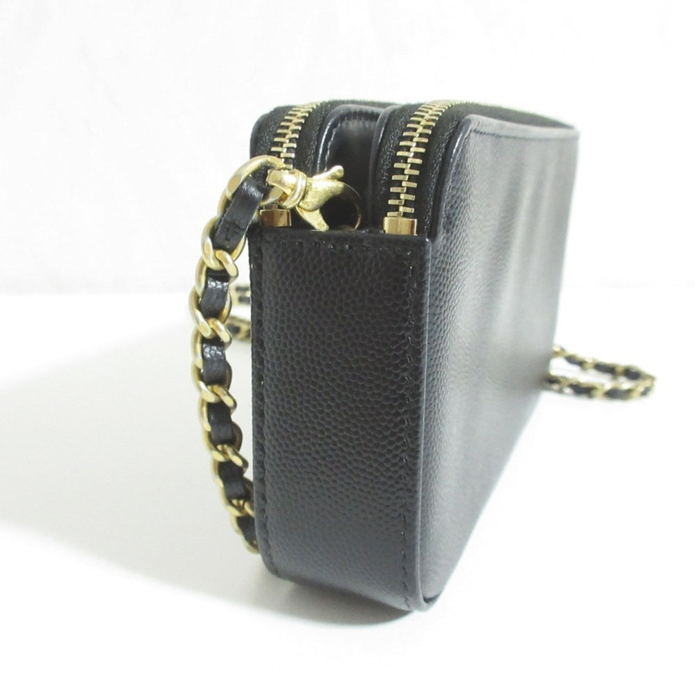 CHANEL Deauville Caviar Skin Wallet Chain Shoulder Bag Black Women's — Like New