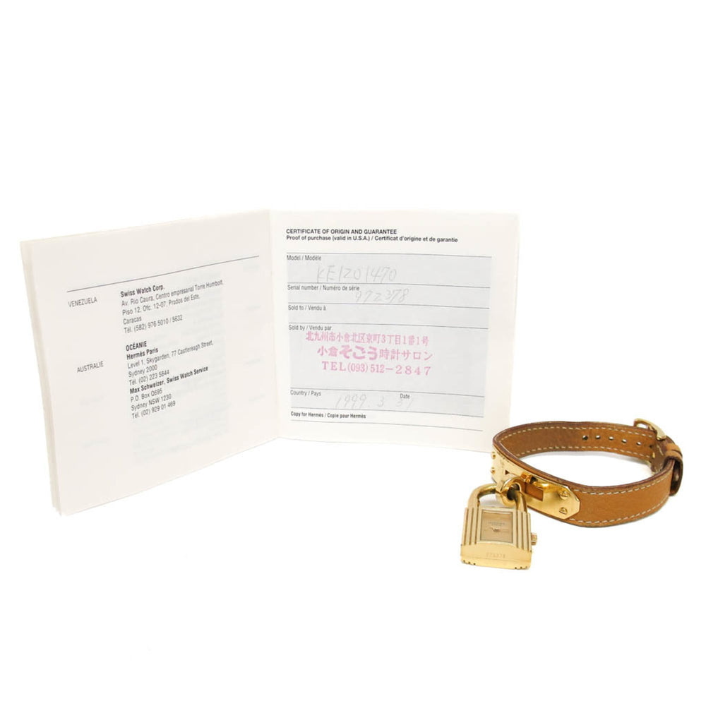 HERMES Kelly Watch Gold Plated Leather Quartz Ladies Watch — Good