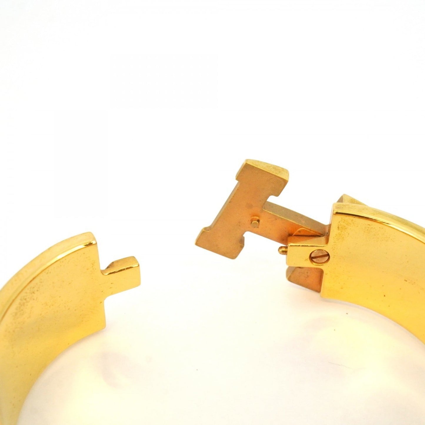 Hermes Click Cluck GM Bangle in GP Plated Gold and White for Women