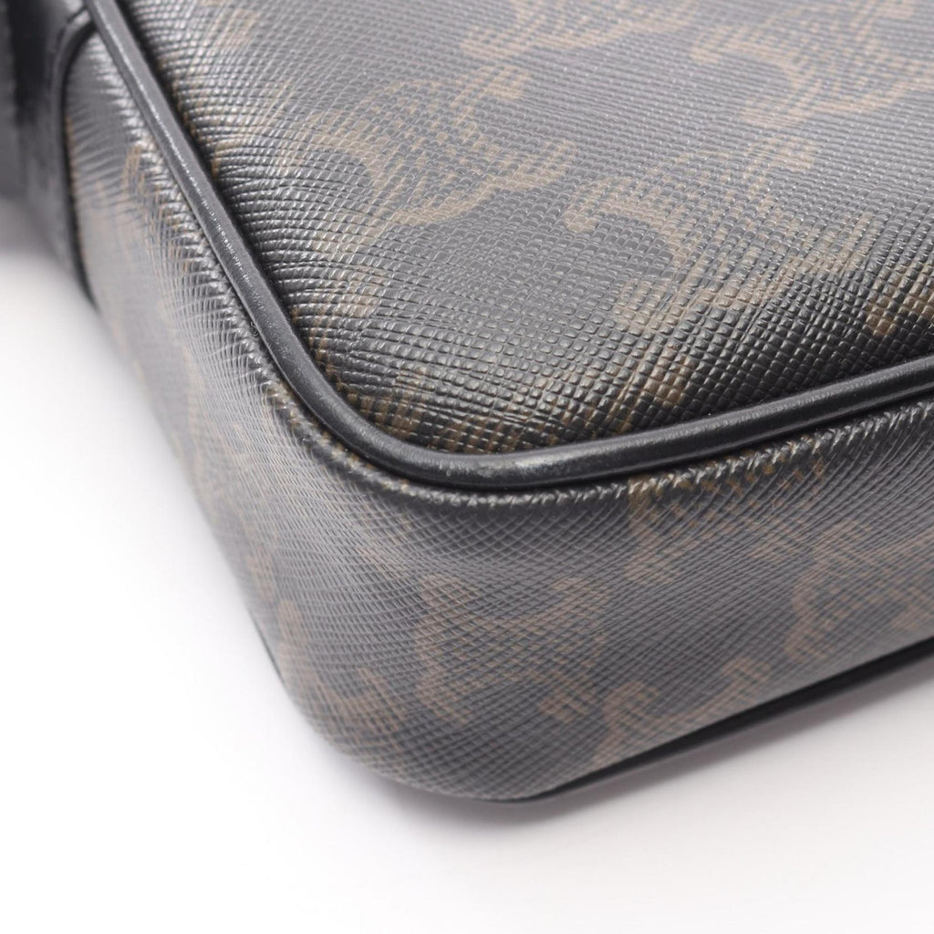 Celine Triomphe Medium Messenger Bag, Shoulder Coated Canvas and Leather, Men's Women's, Brown Black, 197202DND.38OS