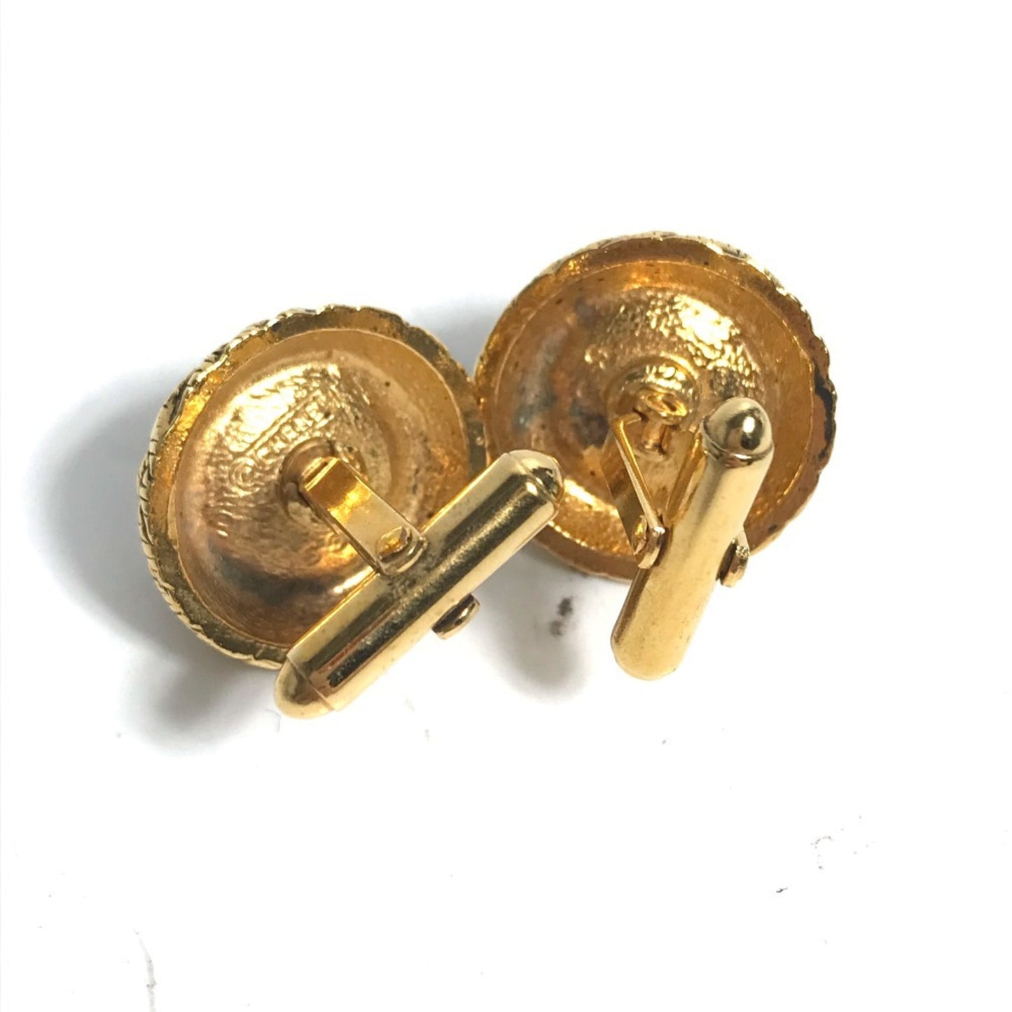 CHANEL Vintage Faux Pearl Cufflinks, Metal, Men's, Gold