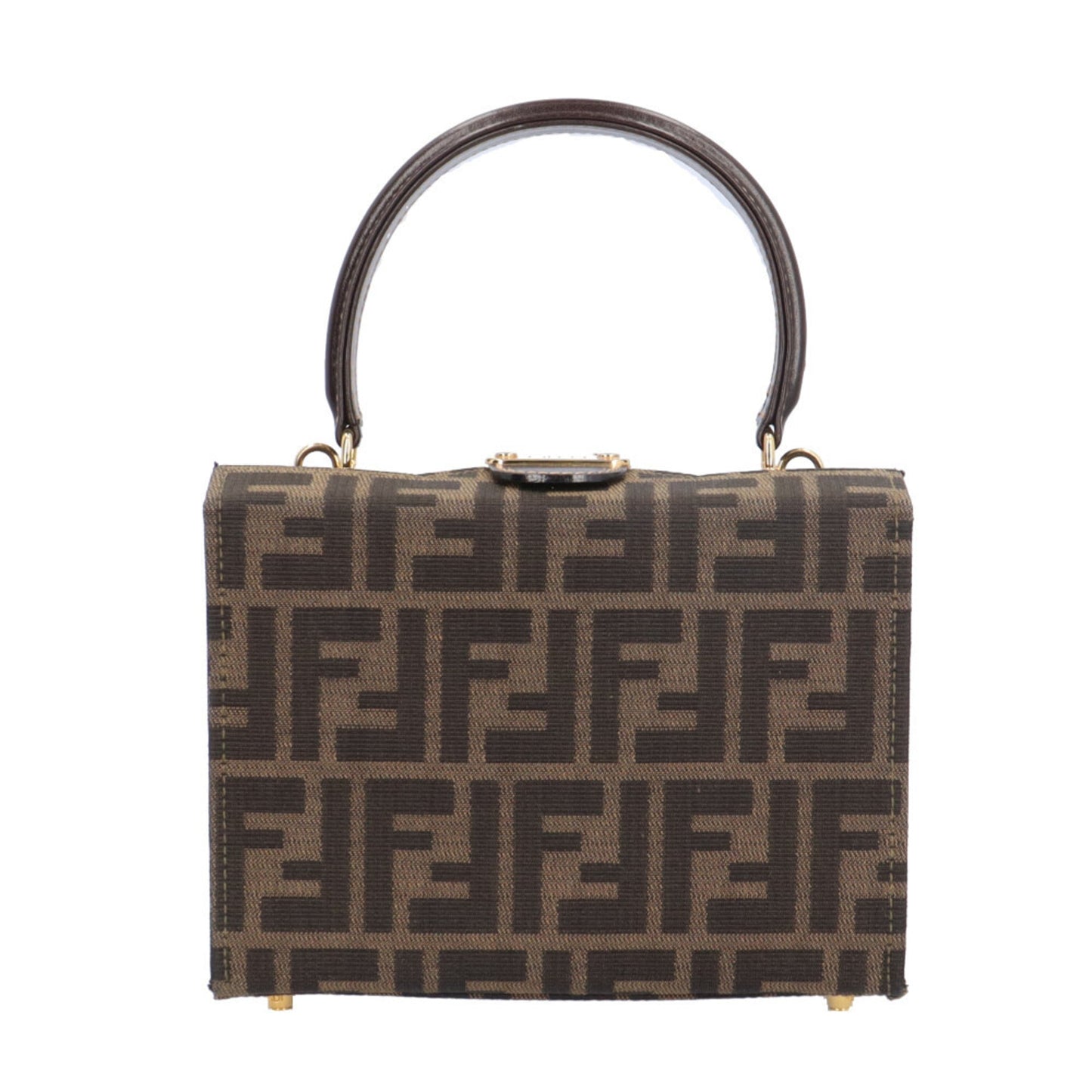 Pre-owned Fendi Zucca Vanity Shoulder Bag in Brown Canvas, Women's, 2-Way