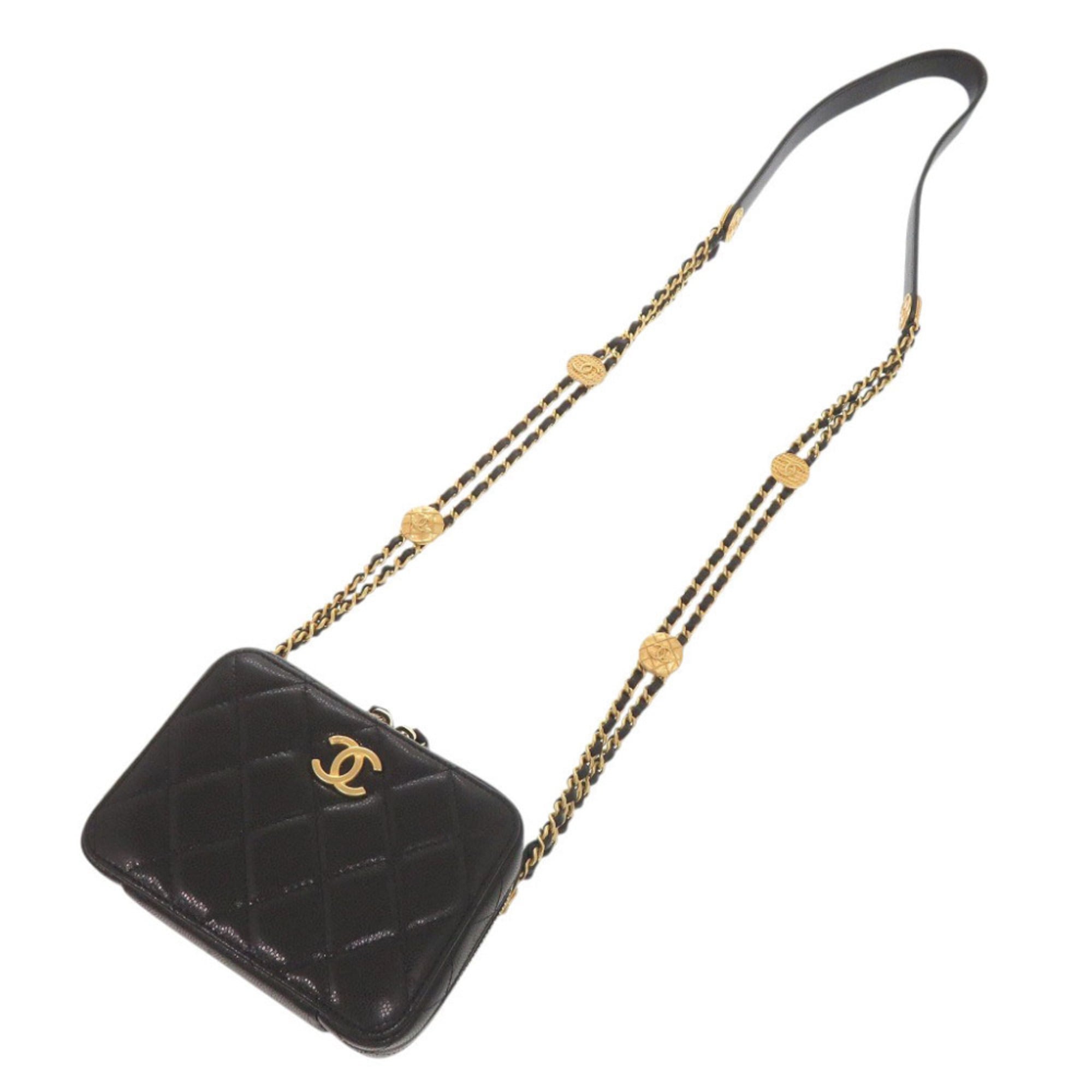 Chanel Coco Mark Matelassé Mini Camera Bag, Caviar Leather, Black, Gold Hardware, Chain Shoulder Black 1251CHANEL — Like New