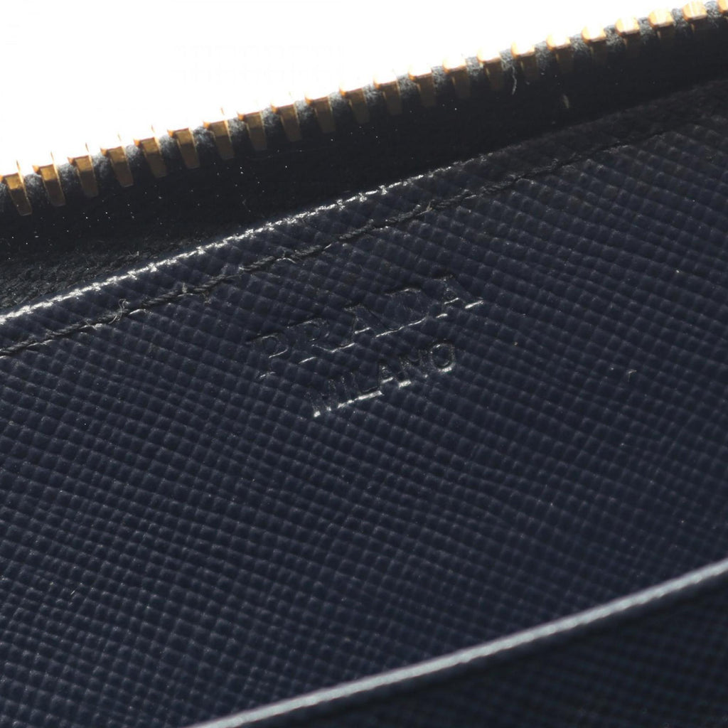 Prada SAFFIANO METAL Round Long Wallet in Saffiano Leather, Navy Blue, Women's, 1M0506