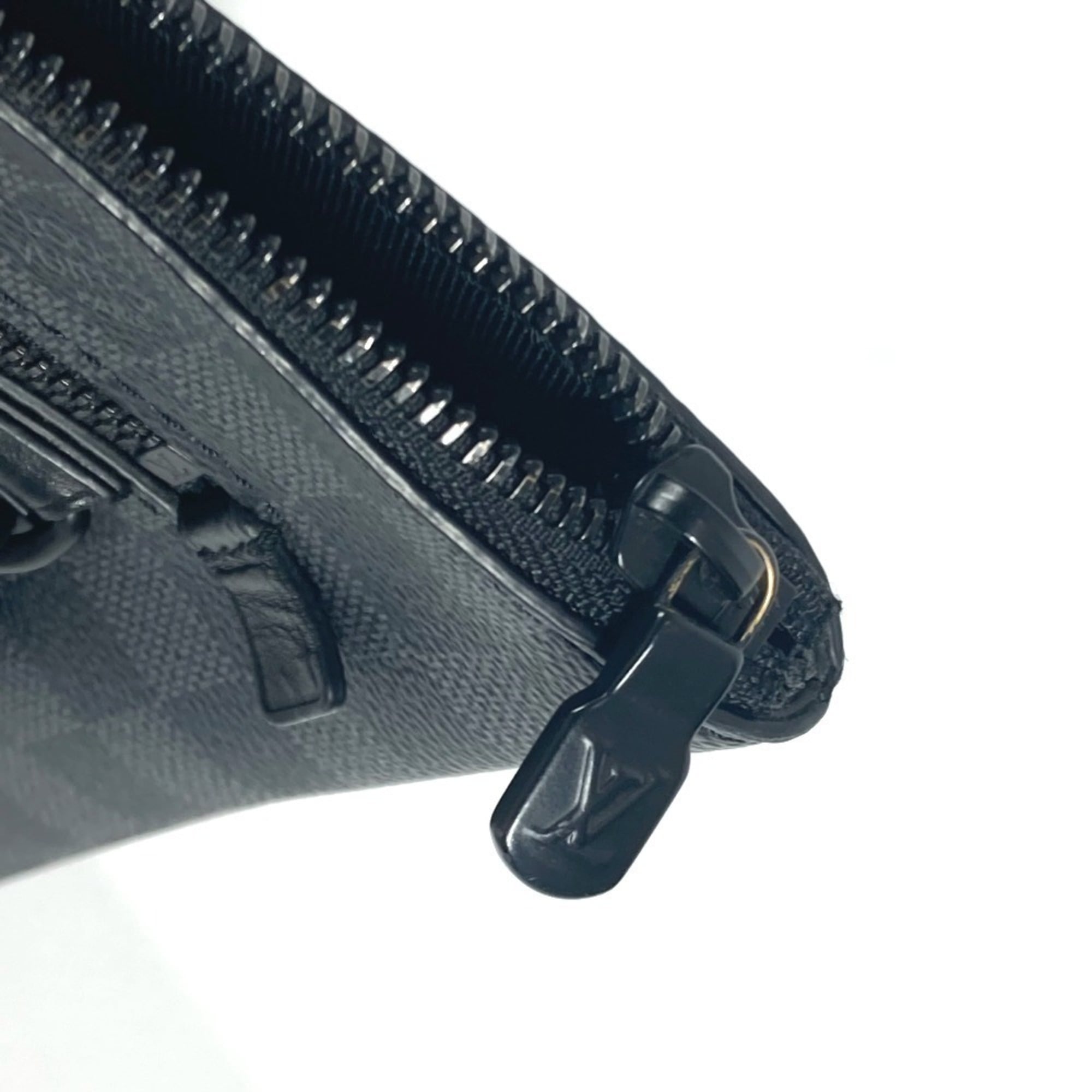 LOUIS VUITTON N40505 Damier Graphite Take-Off Pouch Bag Second Clutch with Strap Canvas Men's Women's Black — Like New