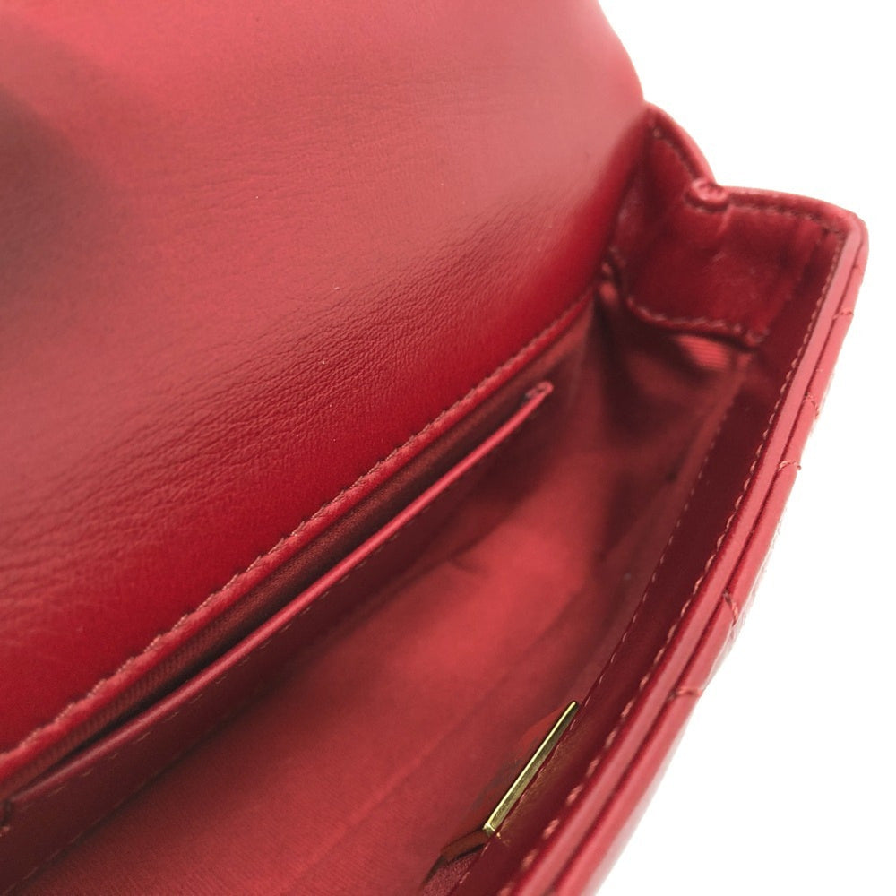 CHANEL Coco Mark Matelasse 3 Chain Shoulder Bag Lambskin Women's Red — New - Store Return
