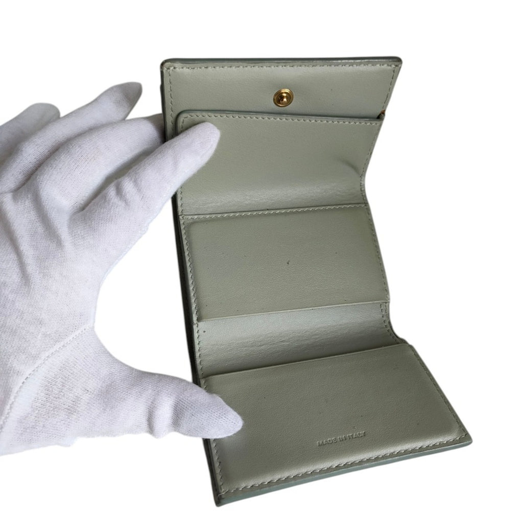 CELINE Folded Compact Wallet, Leather Tri-fold Gray, Women's