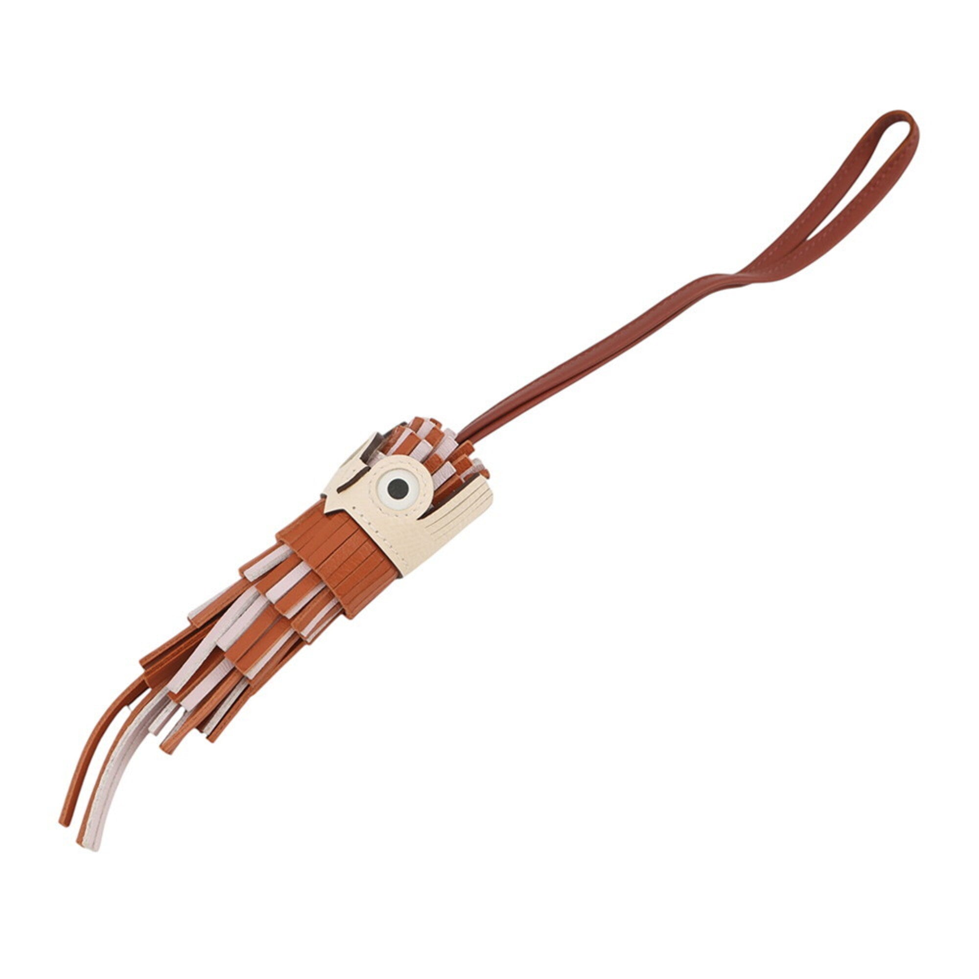 Hermes accessory bag charm, Chouette Pain d'Épices, Mauve Père, Sienne, Nata, White Epsom Lambskin Swift, K stamp, Owl, HERMES — Like New