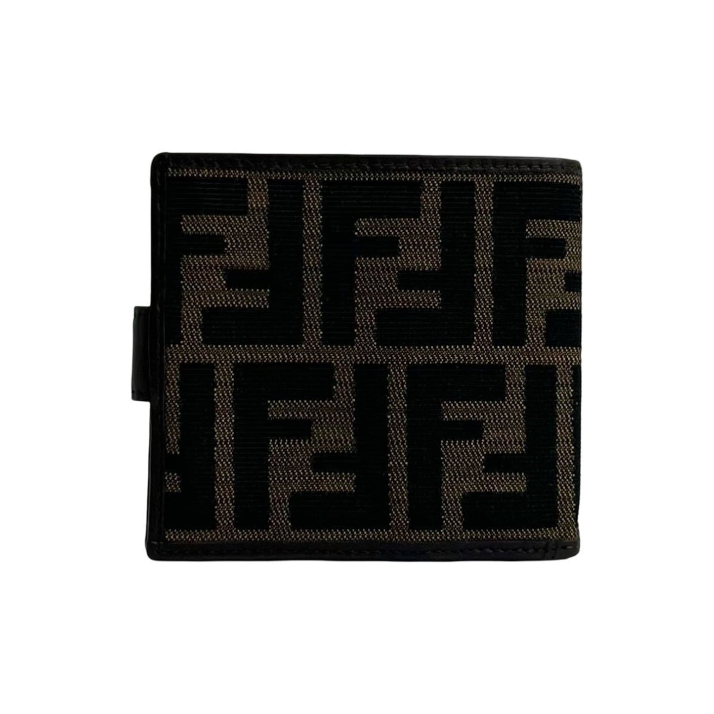 FENDI Zucca FF Pattern Canvas and Leather Bifold Wallet with Mini Card Case, Brown Black, 98030