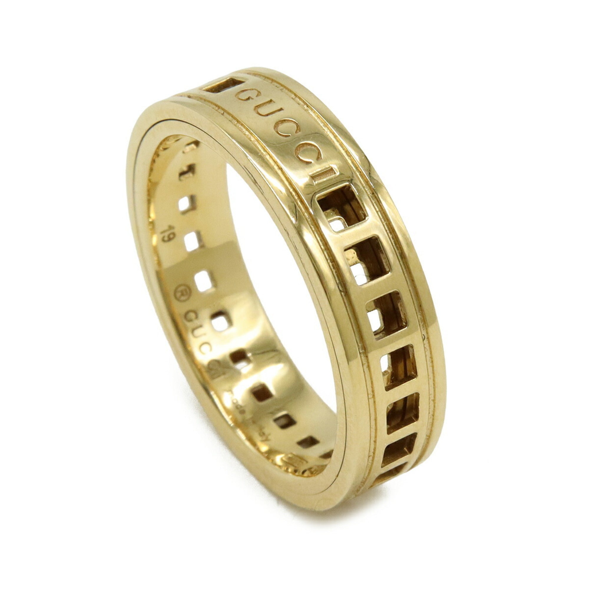 GUCCI Scroll Ring, 18KYG (750YG) Yellow Gold, Size #19 (approximately Japanese size 1) — Like New