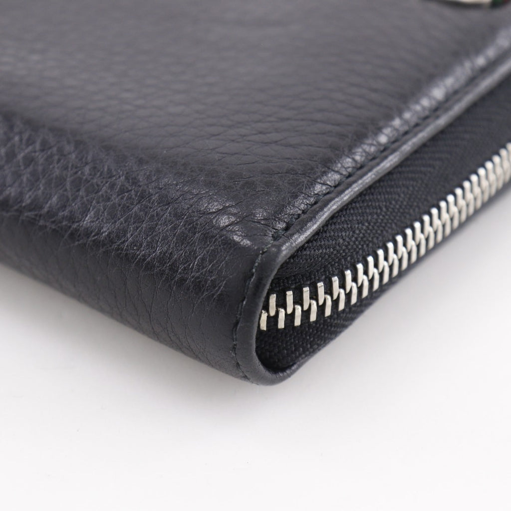 Gucci Sherry Line Long Wallet Interlocking G 308796 Leather Black Zipper Unisex