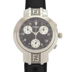 Fendi 4500L Horology Chronograph Stainless Steel Leather Black Quartz Watch with Dial 1735 FENDI — Good
