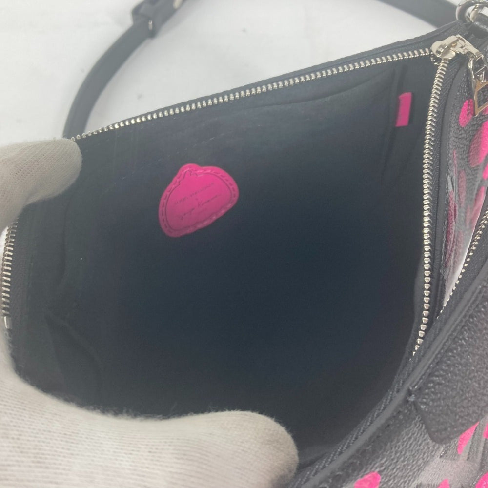 LOUIS VUITTON M46421 Monogram Empreinte Yayoi Kusama LV x YK Multi Pochette Accessoires Crossbody Bag 3WAY Chain Shoulder Leather Women's Noir Fuchsia Black — Like New