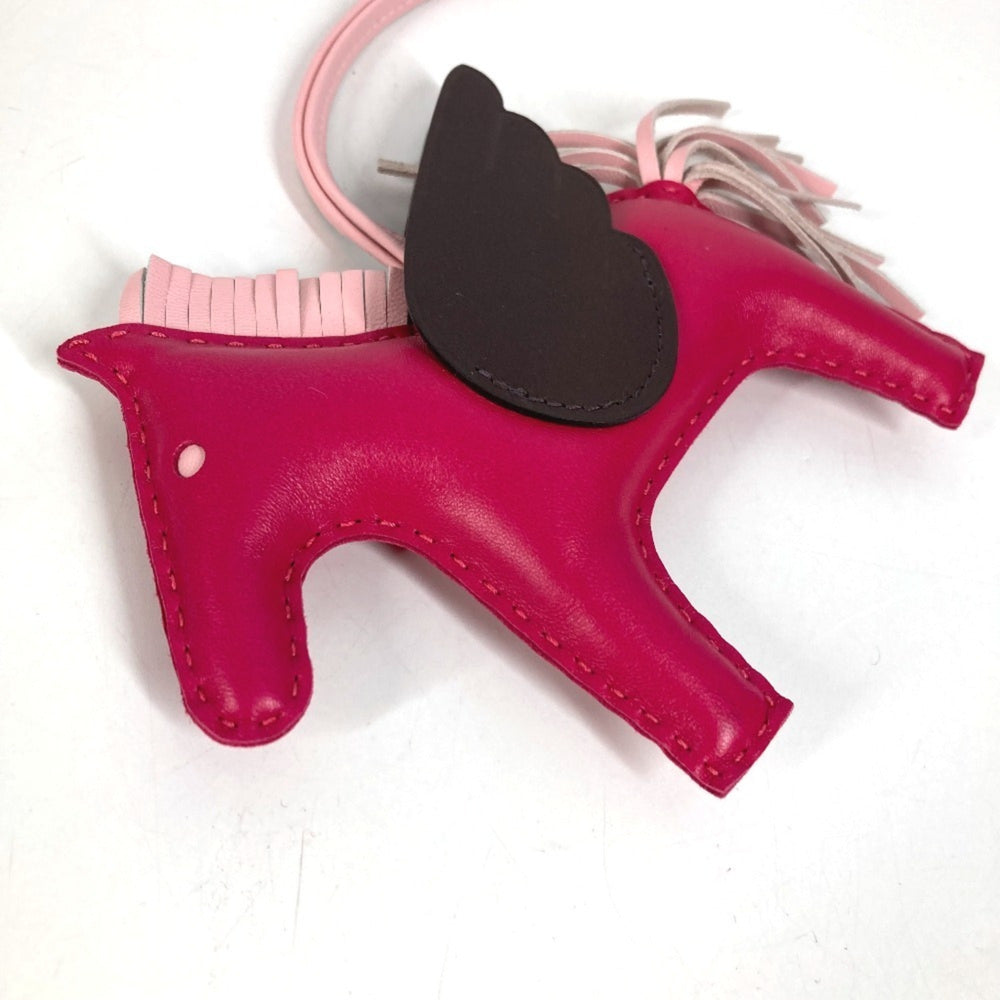 HERMES Horse Keychain Cheval Rodeo Pegasus MM Accessory Bag Charm Agneau Milo Men's Women's Pink — Like New