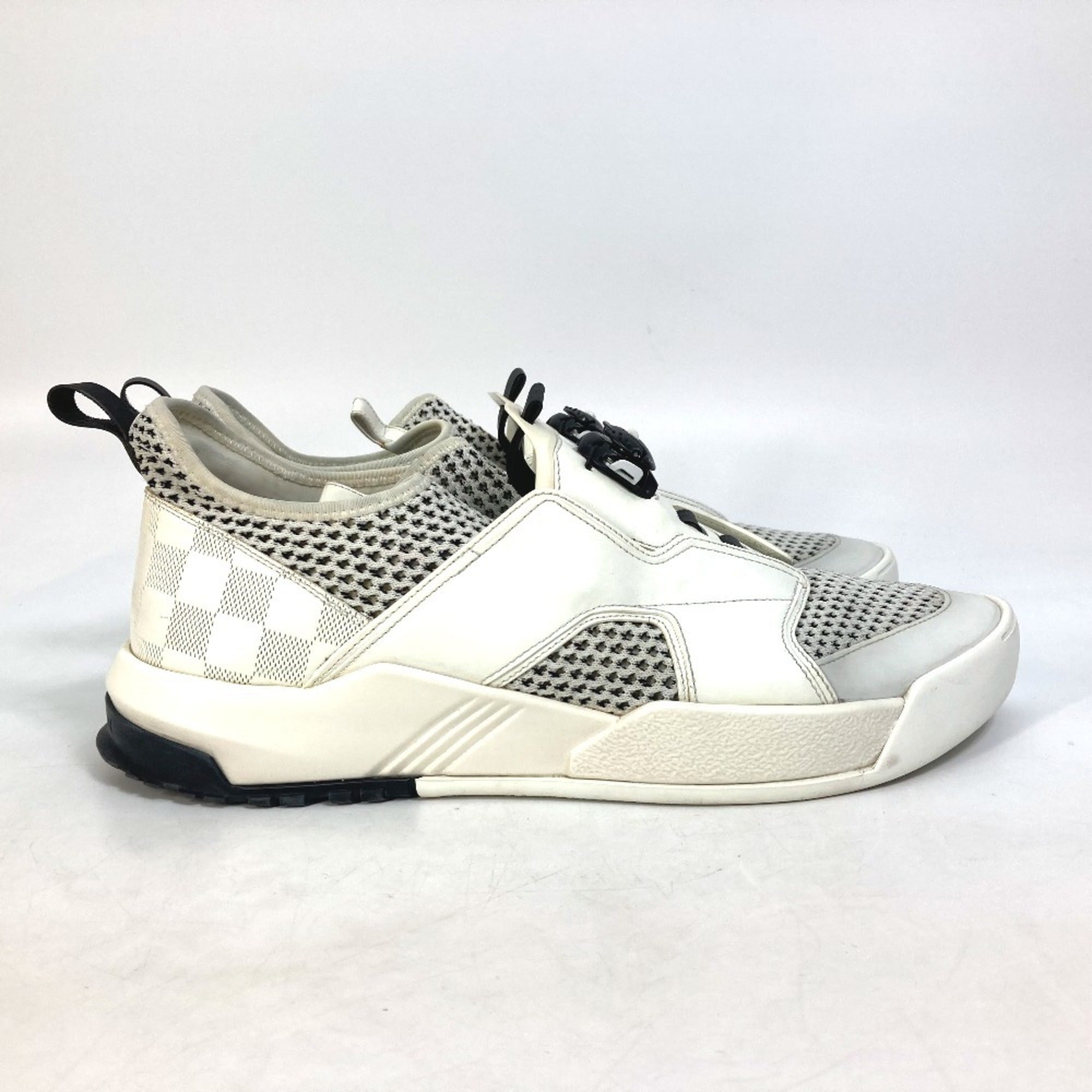 LOUIS VUITTON Fuel Power Sneakers, Men's, White, Mesh, Leather/Knit