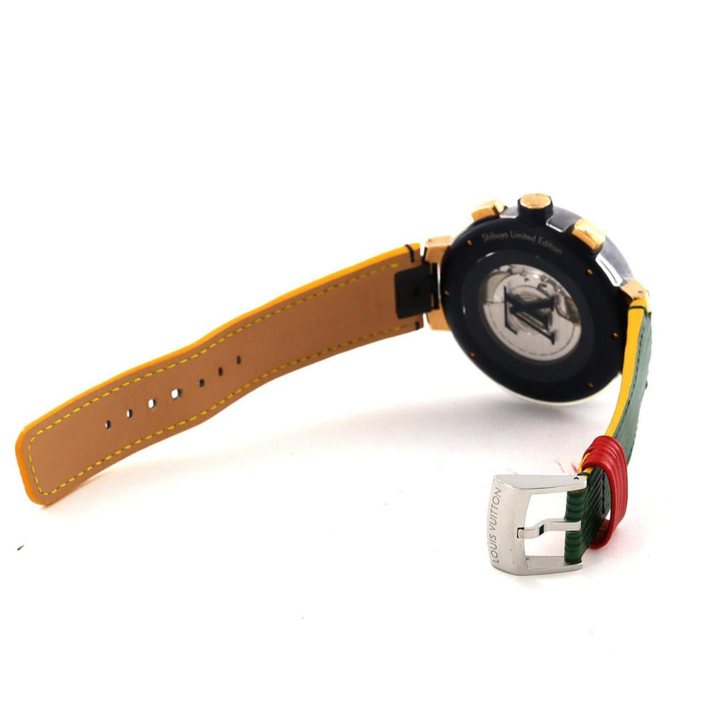 Louis Vuitton Tambour Chrono Damier Cobalt V Rainbow PVDxPG LIMITED QA129 SSxPG Automatic Watch — Good