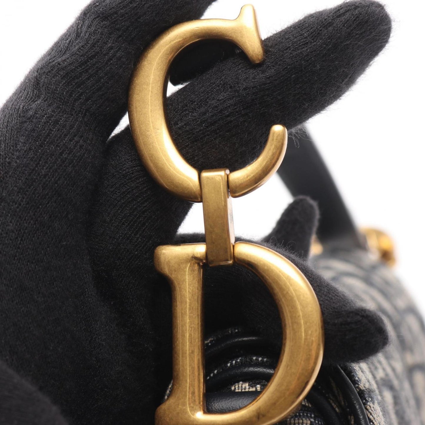 Christian Dior Dior Saddlebag Mini Oblique Jacquard Handbag Canvas Leather Women's Bag Beige Black Navy