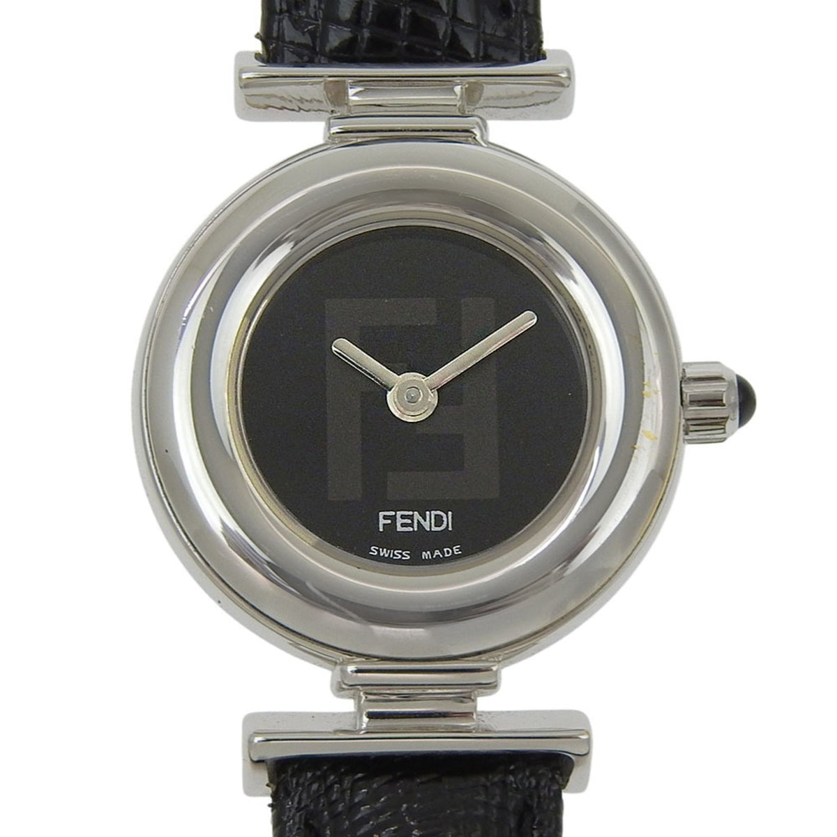 Fendi FENDI watch 320L stainless steel x leather quartz analog black dial women's — Good