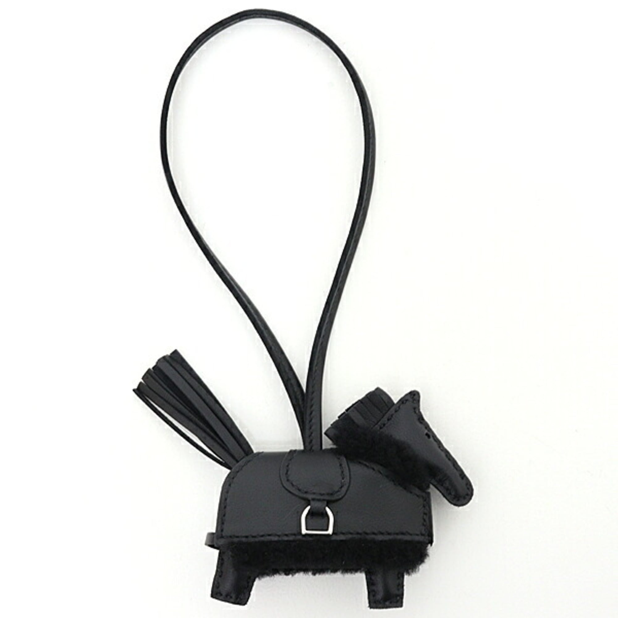 Hermes Rodeo Charm Robeo Plush PM Bag Charm, Agneau Milo Black, G Stamp (Made in 2026) — New - Store Return