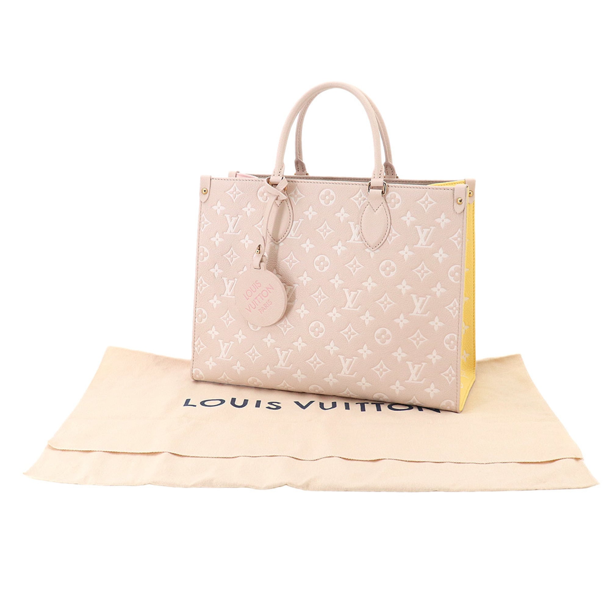 Louis Vuitton Onthego MM Monogram Empreinte 2-way Tote Shoulder Handbag Rose Beige M46128 RFID — Like New