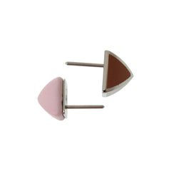 Like new Hermes Medorgaine metal and leather mauve pale earrings 0513 — Like New