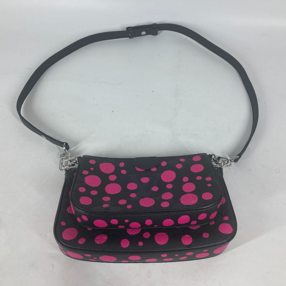 LOUIS VUITTON M46421 Monogram Empreinte Yayoi Kusama LV x YK Multi Pochette Accessoires Crossbody Bag 3WAY Chain Shoulder Leather Women's Noir Fuchsia Black — Like New